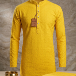 Men's Premium Sunshine Yellow Geometric Embroidered Kurta