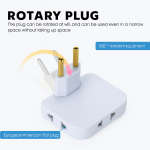 180° Rotary Travel Plug Converter 15A 250V Universal Power Adapter
