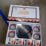 Set Of Ceramic Cup 4pc And Glass Bowl 4pc With Plastic Plate (9 Pcs Set)