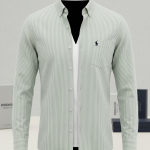 Men’s Premium Pastel Green Vertical Striped Slim-Fit Formal Shirt