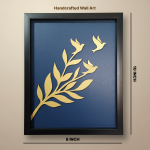 Luxury 3D Leaf & Birds Wall Art Frame | Modern Minimalist Wooden Wall Decor