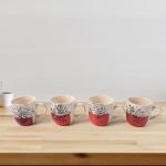 Set Of Ceramic Cup 4pc And Glass Bowl 4pc With Plastic Plate (9 Pcs Set)