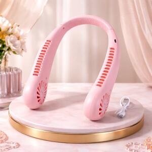 Portable Rechargeable Neck Fan (1 Pc, Pink Color)