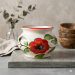 Hand-Painted Floral Artisan Ceramic Jar