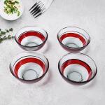 Set Of Ceramic Cup 4pc And Glass Bowl 4pc With Plastic Plate (9 Pcs Set)