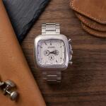 Premium Square Dial Silver Metal Strap Analog Wrist Watch for Men