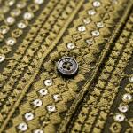 Men's Premium Dark Olive Green Mirror-Work Kurta with Pajama Set