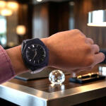 Premium Matte Black Octagonal Analog Wrist Watch with Leather Strap for Men