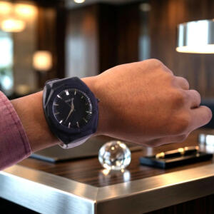 Premium Matte Black Octagonal Analog Wrist Watch with Leather Strap for Men