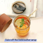 Glass Tumbler with Straw and Lid Portable Juice Coffee Cup