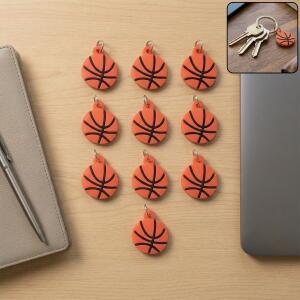 Basketball Design Bag Charm Keychain Set (10 Pc)