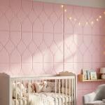Self Adhesive 3D Foam Wall Panel Cushion Wallpaper (1 Pc, Pink, 69x35 Cm)