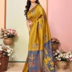 Sidhidata Women's Kanjivaram Banarasi Soft Silk Saree With Unstitched Blouse Piece (Silk Box Flower)