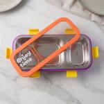 Stainless Steel Leak-Proof Lunch Box with 2 Compartments With Spoon & fork