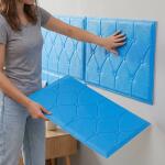 Self Adhesive 3D Foam Wall Panel Cushion Wallpaper (1 Pc, Blue, 69x35 Cm)