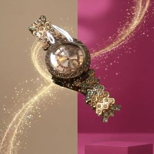 Rose gold fancy watch